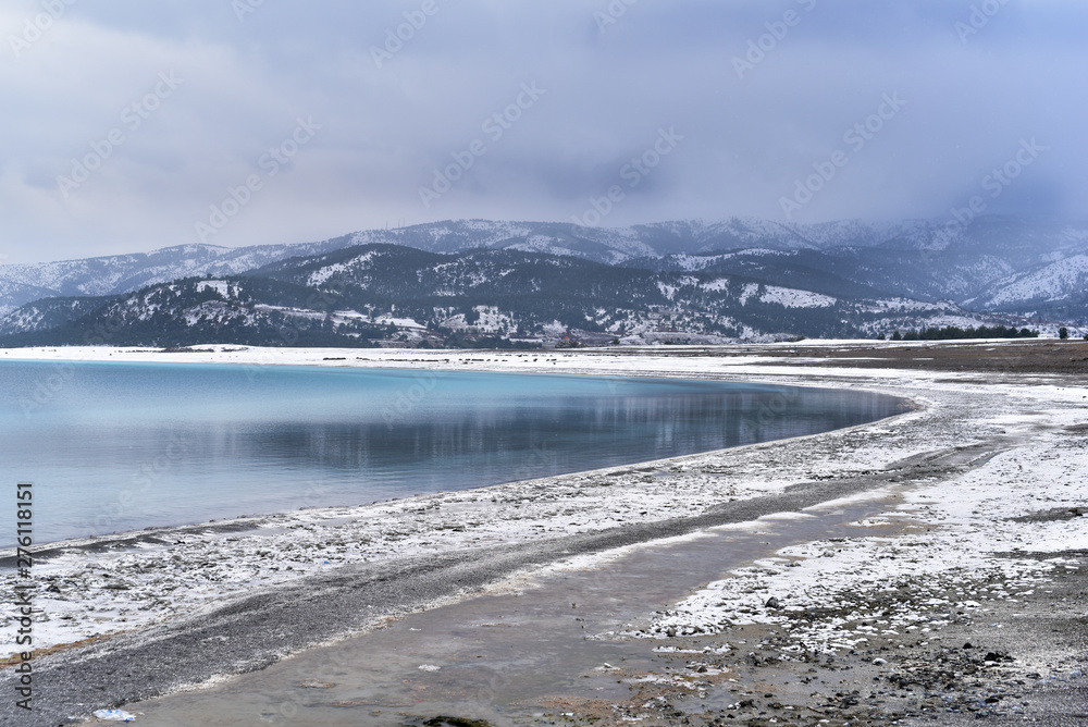 Winter scene from Lake Salda in Turkey