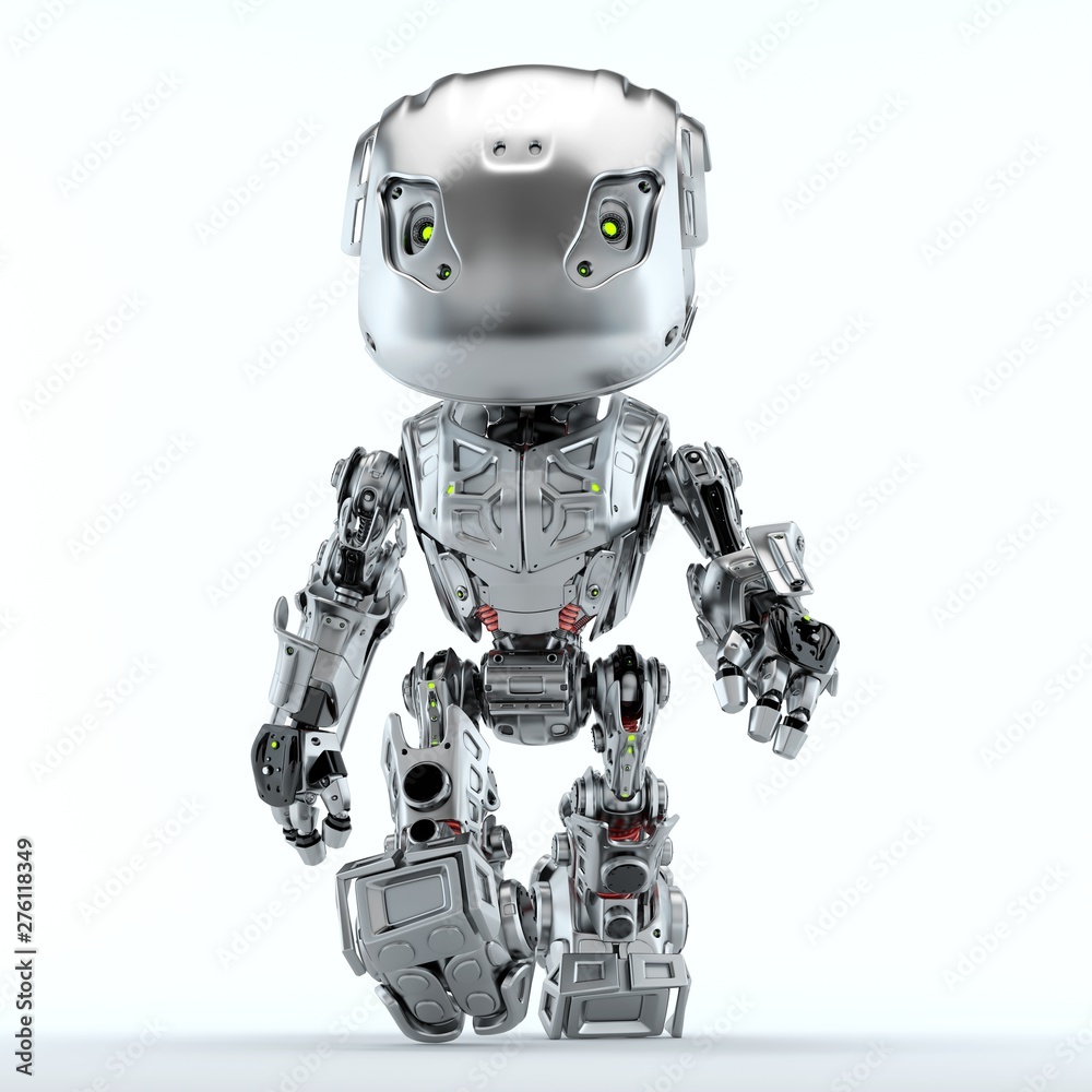Walking bbot cute robot 3d rendering Walking bbot cute robot 3d rendering