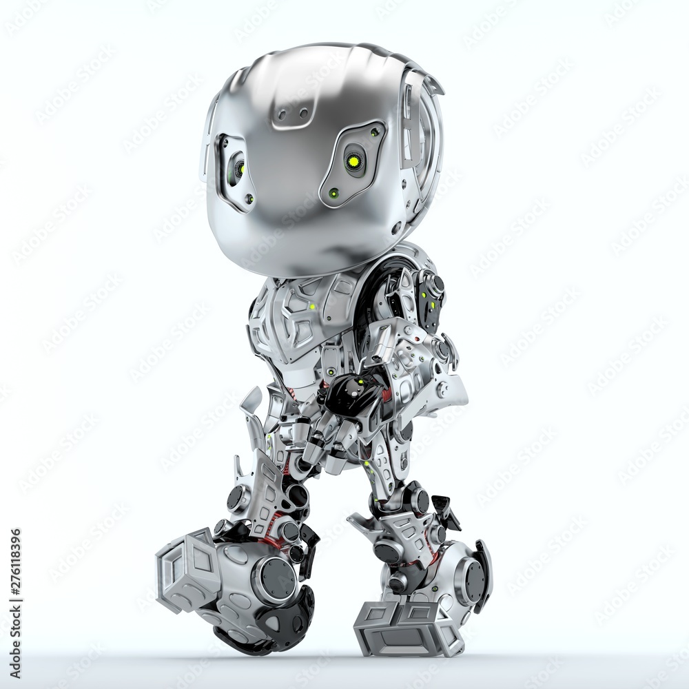 Walking bbot cute robot 3d rendering Walking bbot cute robot 3d rendering