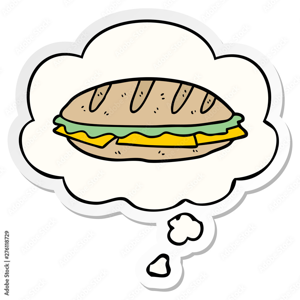 cartoon cheese sandwich and thought bubble as a printed sticker Stock  Vector | Adobe Stock