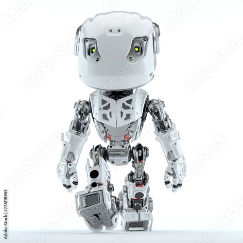 Walking bbot cute robot moving forward, 3d rendering