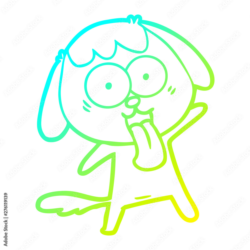 Obraz premium cold gradient line drawing cute cartoon dog