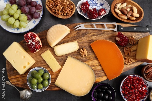 Canvas Print Cheese and other snacks.