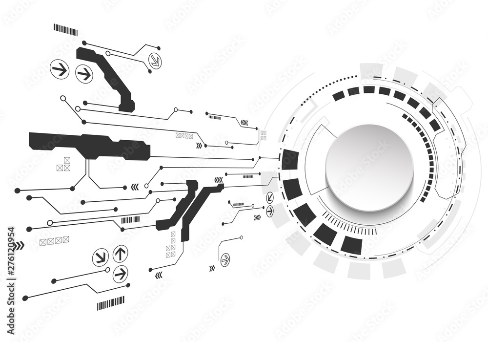 Obraz premium Abstract futuristic technology background with small electronic digital elements. Vector illustration.