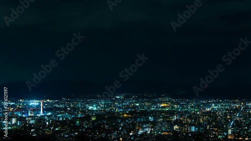 Wallpaper Mural 京都　夜景　タイムラプス　鳥瞰　街並み全景 Torontodigital.ca
