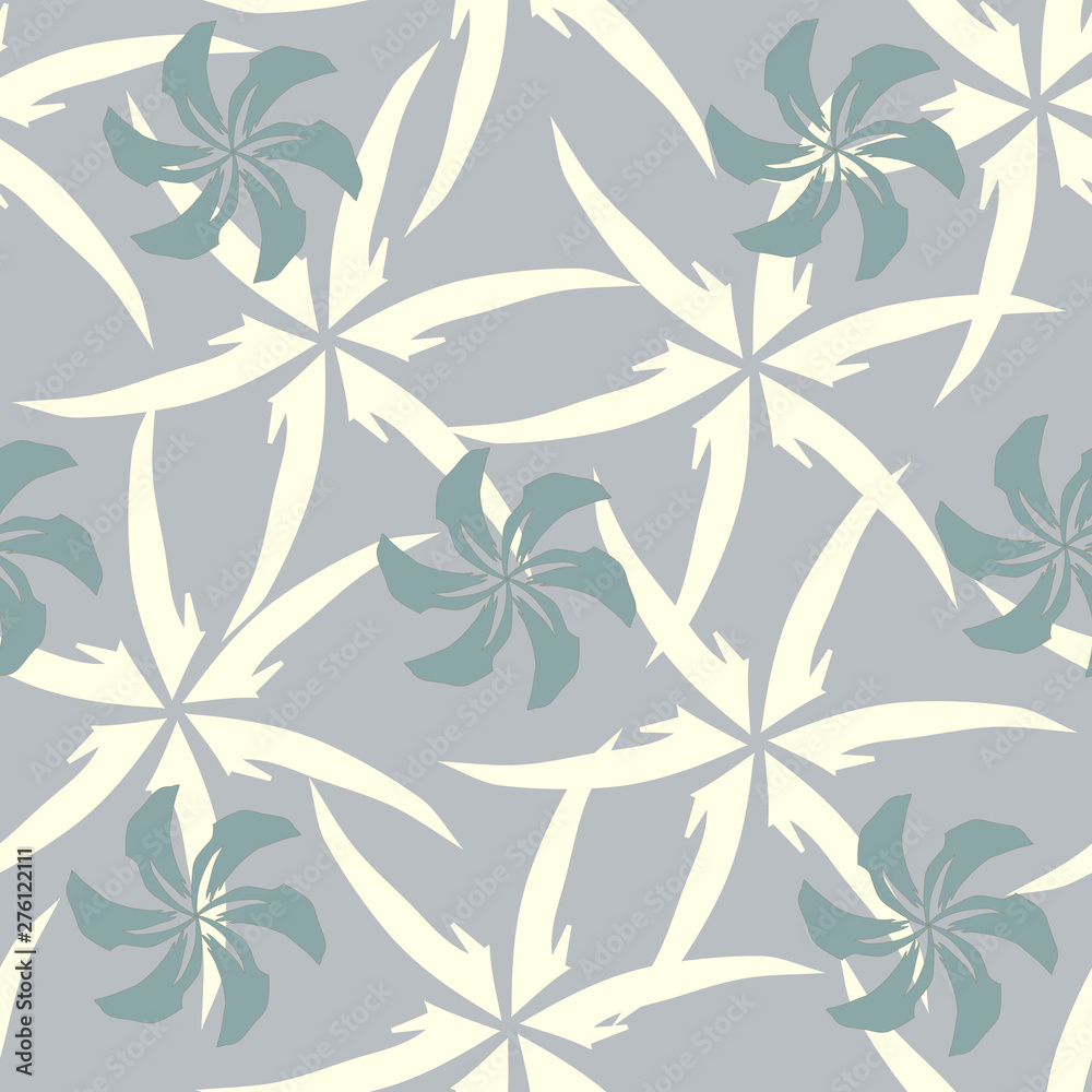 Abstract seamless pattern for fabric. Ornament from patterns on a gray background. Antique vintage texture.