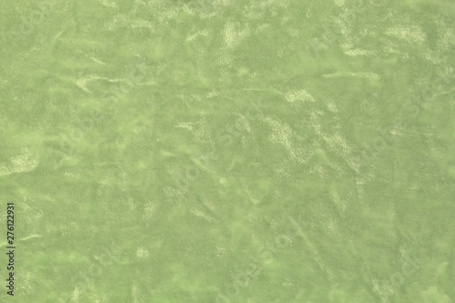 Texture of green velvet fabric. Textile background of gentle color with a slight sheen.