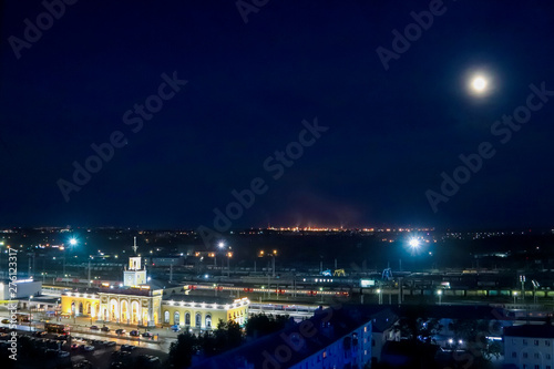 The station square of Yaroslavl. Night. Moon
