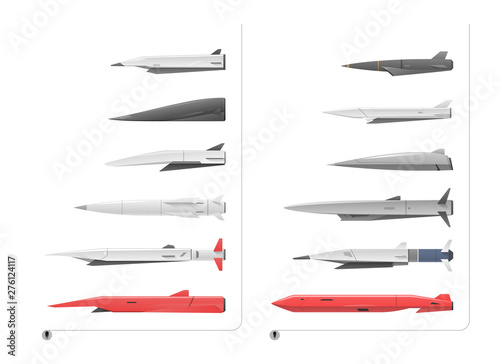 Vector illustration of hypersonic rockets on a white background. photo