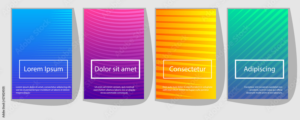 Set of colorful covers with trendy gradients. geometric abstract background.