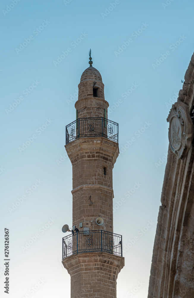 The Mahmoudiya Mosque minaret of Old Jaffa in Tel Aviv, Israel