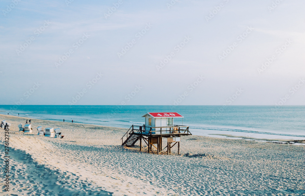 Lifeguard tower on Westerland beach on the island Sylt, Germany Lifeguard tower on Westerland beach on the island Sylt, Germany