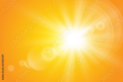  Warm sun on a yellow background. Leto.bliki solar rays