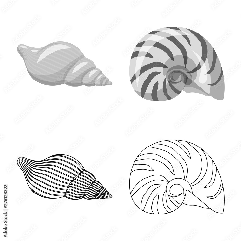 Isolated object of animal and decoration logo. Set of animal and ocean stock vector illustration. Isolated object of animal and decoration logo. Set of animal and ocean stock vector illustration.