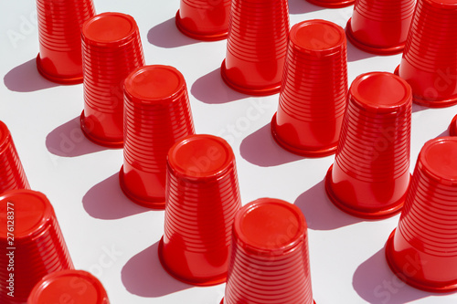 Red Plastic Drinking Cups pattern as a background