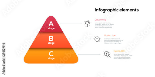 Vászonkép Business pyramid chart infographics with 3 steps