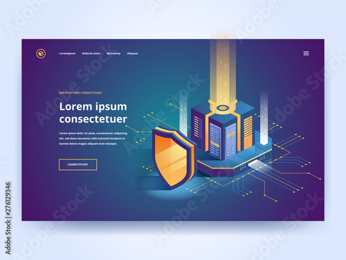 Isometric illustration of digital protection