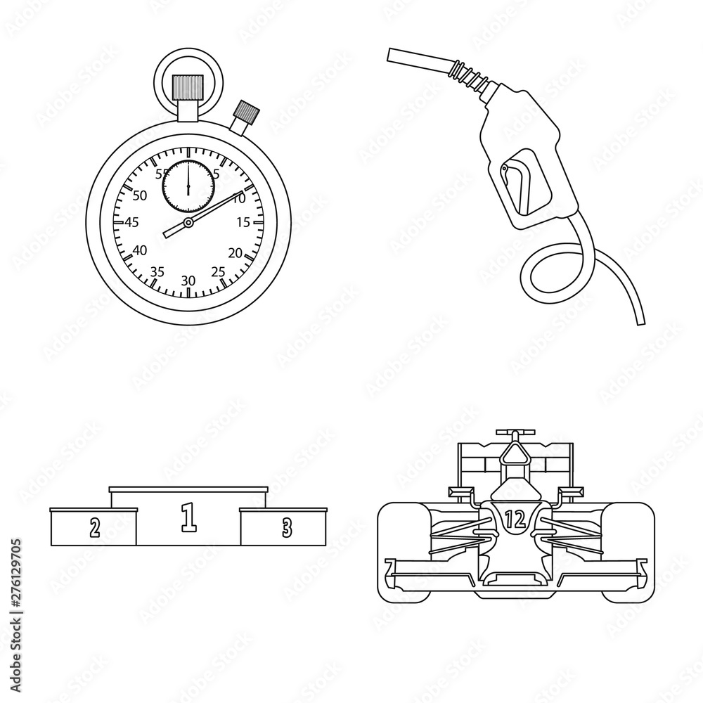 Vector illustration of car and rally symbol. Set of car and race stock ...