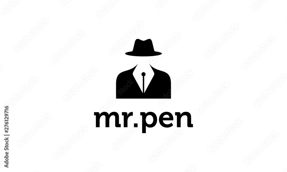 Black white mister pen business logo