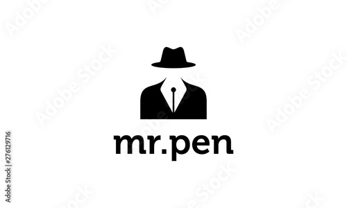 Black white mister pen business logo