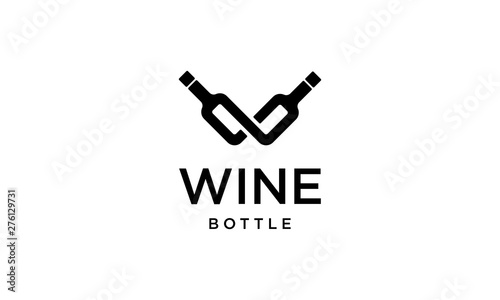 Black initial letter W with wine bottle logo design template