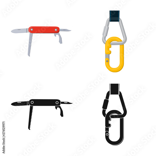 Vector illustration of mountaineering and peak icon. Collection of mountaineering and camp stock vector illustration.