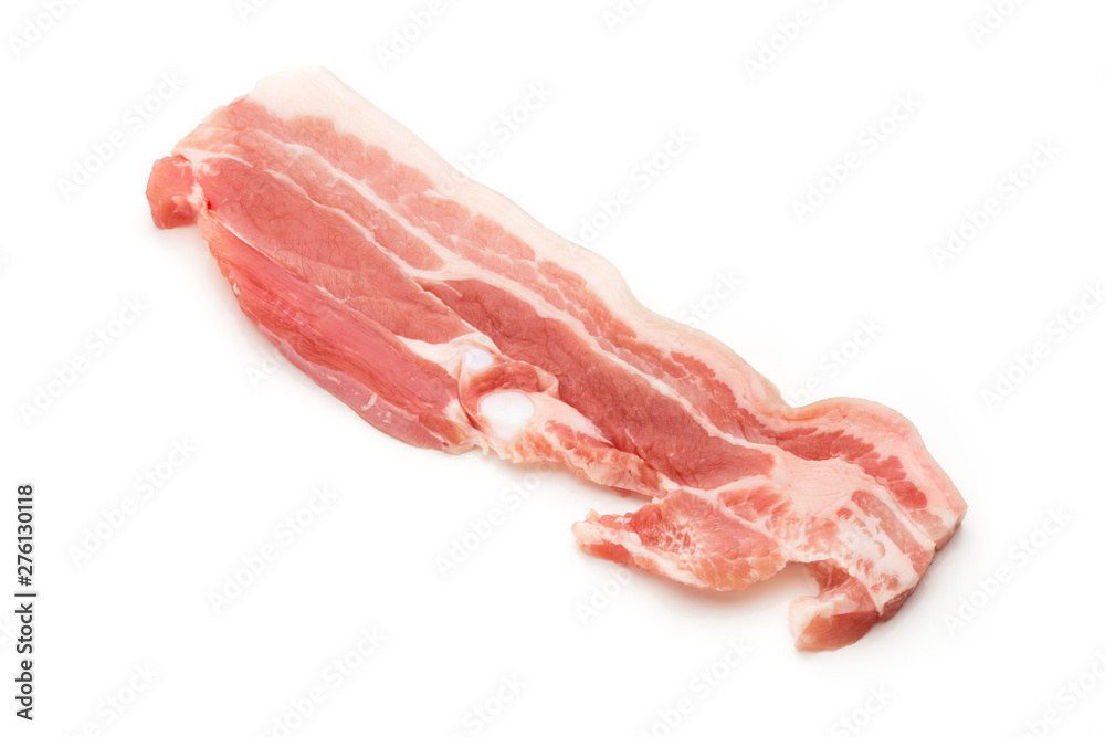 Meat pork slices isolated on the white background.