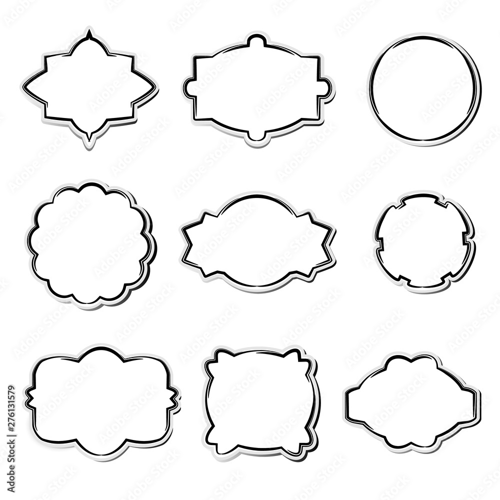 Fototapeta premium set of white paper frames in different shapes