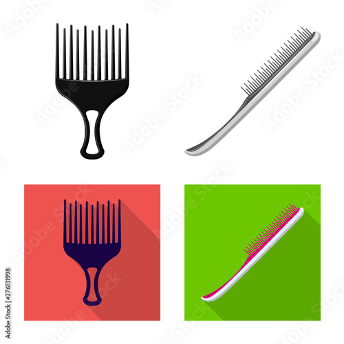Vector illustration of brush and hair sign. Collection of brush and hairbrush vector icon for stock.