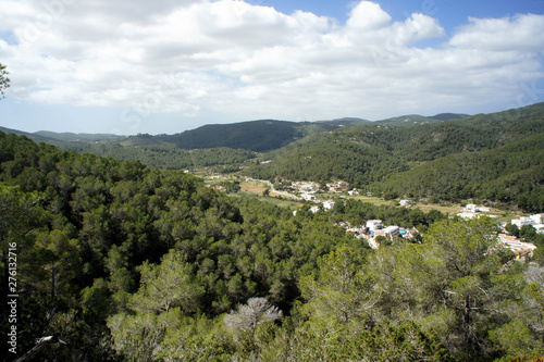 Green hills of northern Ibiza in the Port de Sant Miguel district.