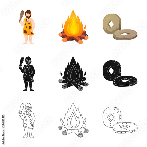 Vector illustration of evolution and neolithic icon. Collection of evolution and primeval stock symbol for web.