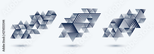 3D cubes and triangles line...