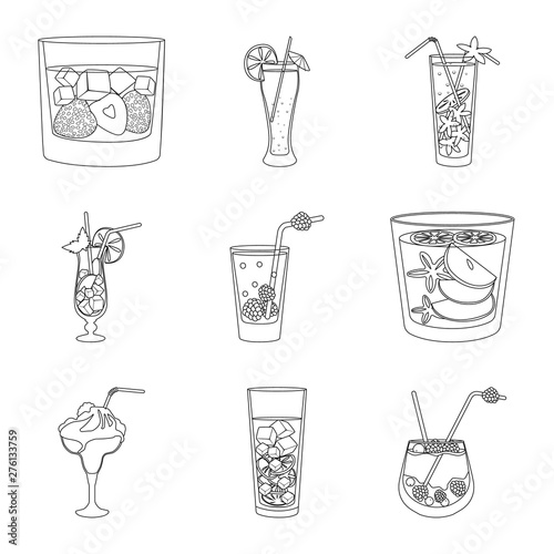 Vector design of beverage and ice symbol. Set of beverage and shaker stock symbol for web.