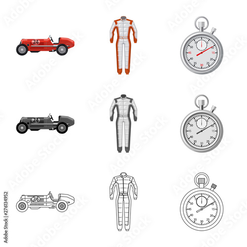 Isolated object of car and rally symbol. Collection of car and race stock vector illustration.