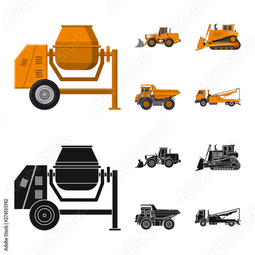 Isolated object of build and construction logo. Collection of build and machinery vector icon for stock.
