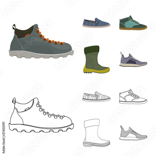 Vector illustration of shoe and footwear sign. Collection of shoe and foot vector icon for stock.