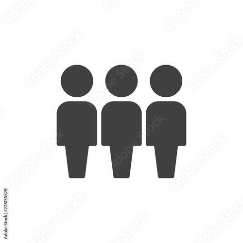 Three users vector icon. Group of people filled flat sign for mobile concept and web design. Work Group Team glyph icon. Persons Crowd symbol, logo illustration. Vector graphics