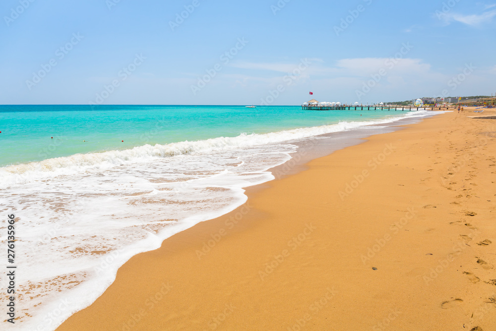 Blue lagoon of the beach on Turkish Riviera near Side