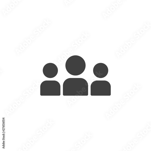 Three people group vector icon. Teamwork  leadership filled flat sign for mobile concept and web design. User Group glyph icon. Symbol  logo illustration. Vector graphics