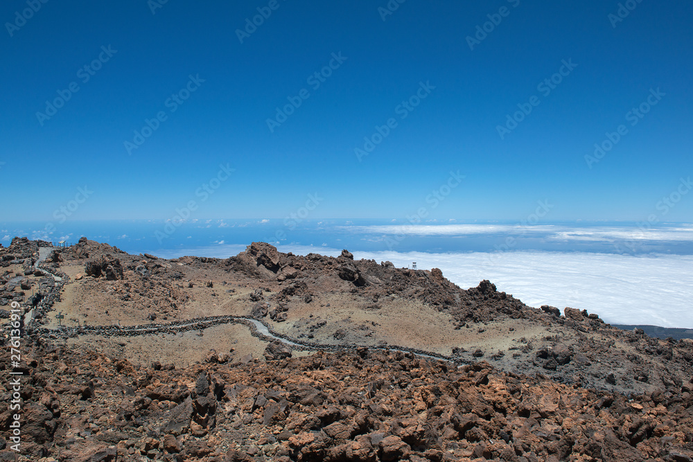 View from Teide vulcano on the clouds, Tenerife, Spain