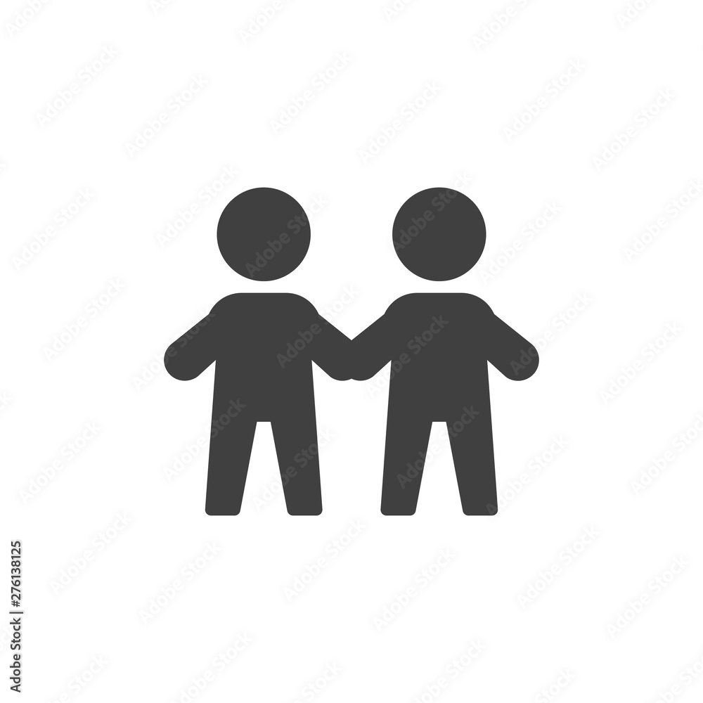 Two business people handshake vector icon. filled flat sign for mobile concept and web design. Partnership glyph icon. Symbol, logo illustration. Vector graphics