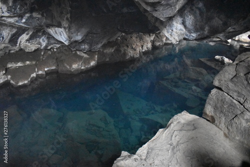 Beautiful blue grotto Grotagja Cave in Myvatn  Iceland