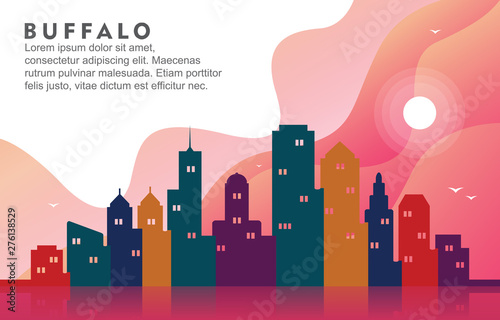 Buffalo New York City Building Cityscape Skyline Dynamic Background Illustration