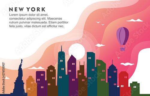 New York City Building Cityscape Skyline Dynamic Background Illustration
