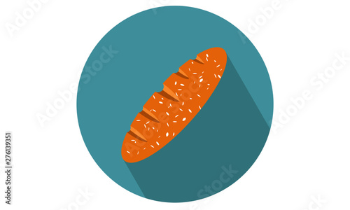 Loaf of Bread Vector Illustration Flat Icon with circle and shadow