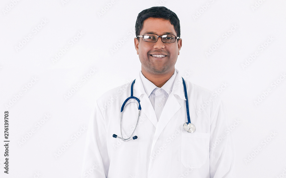 portrait of a doctor practicing physician.isolated on white
