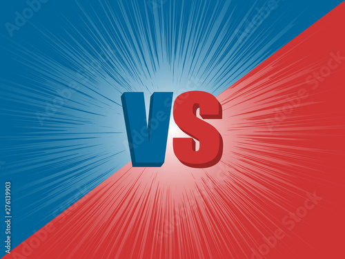 Versus screen design. Red and blue background. Vector Illustration