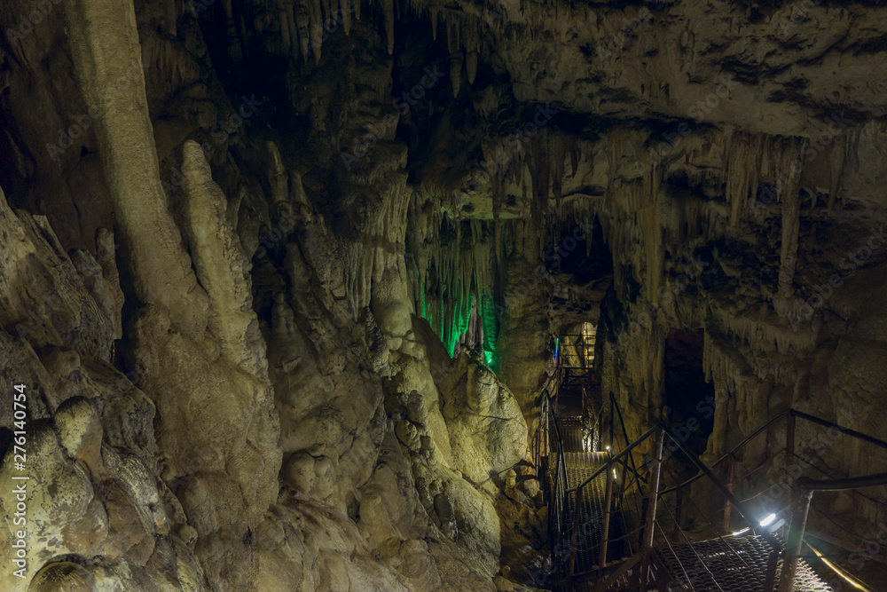 stalactites and stalagmites in the Large Azish Cave of Adygea