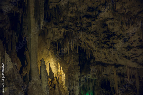 stalactites and stalagmites in the Large Azish Cave of Adygea