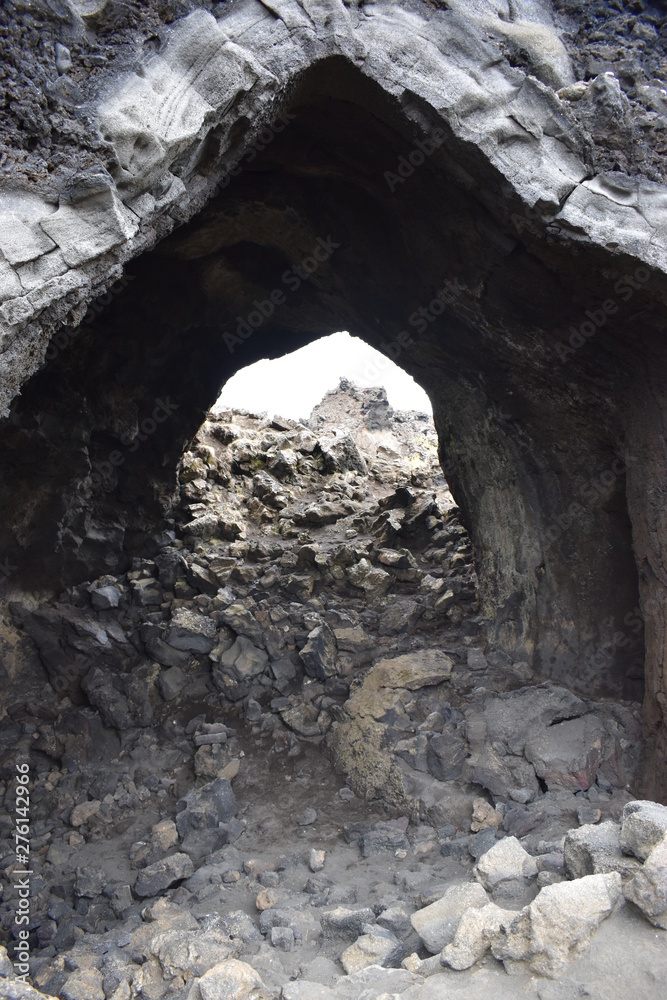 The stony church in the lava field Dimmu Borgir in Myvatn in Iceland